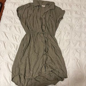 Button up army green dress. Size small